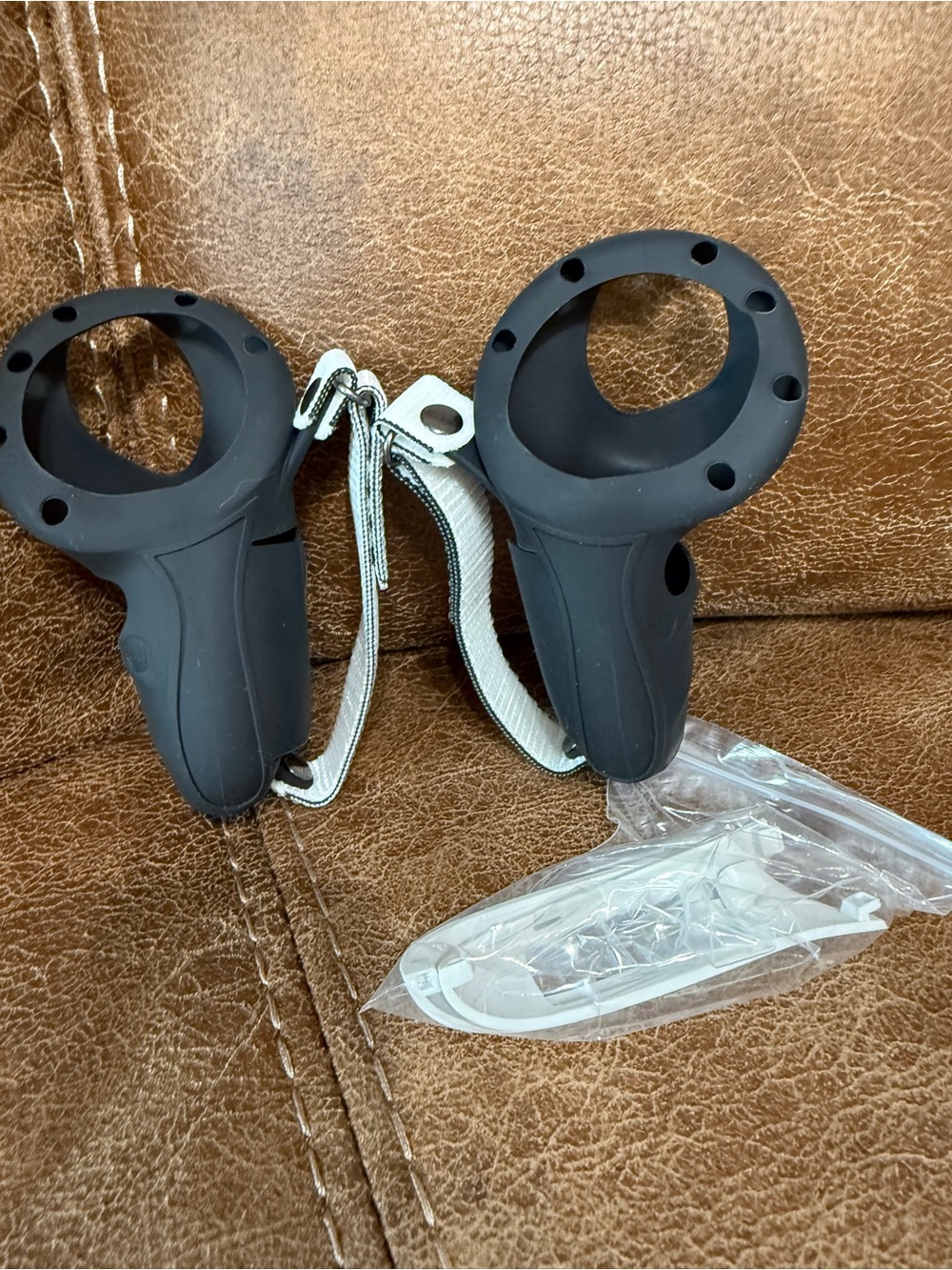 Black VR Controller Silicone Covers with White Wrist Straps